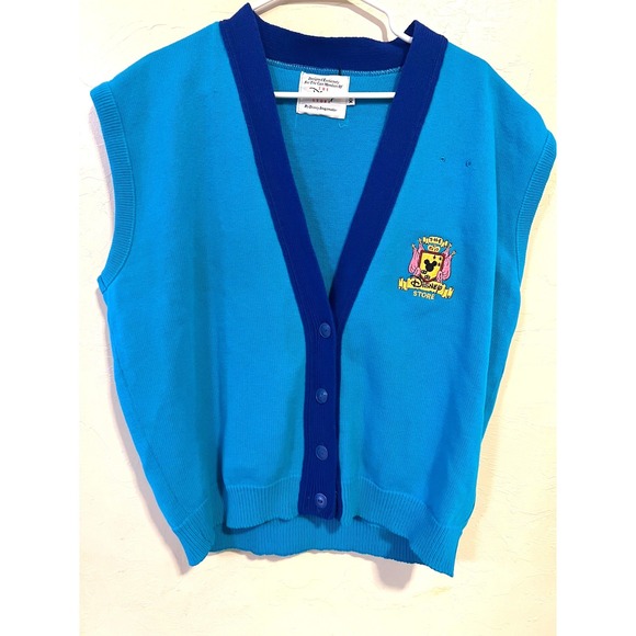 The Disney Store Other - Vintage Disney Store Cast Member Blue V-Neck Sweater Vest Disney Imagemaker 90s